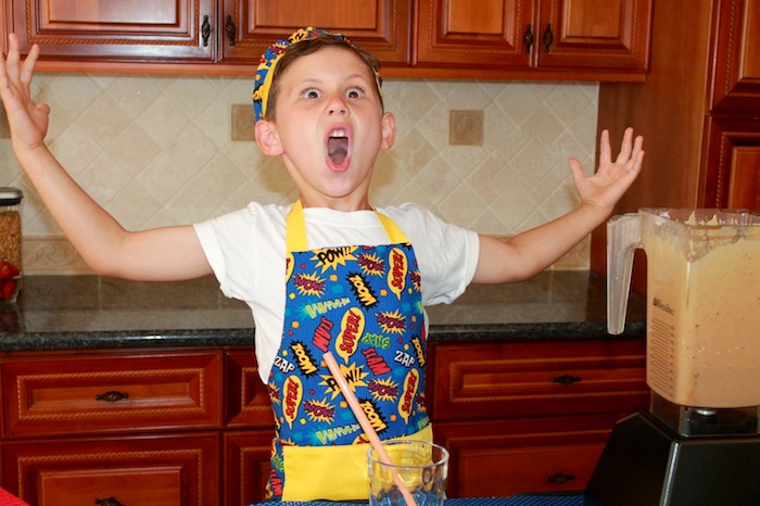 breakfast smoothie blended with boy