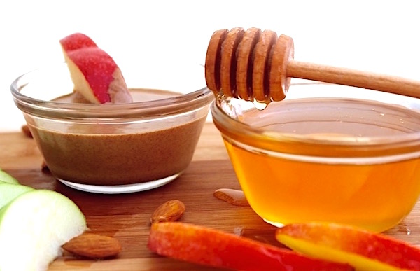 apple almond butter snack with honey 2
