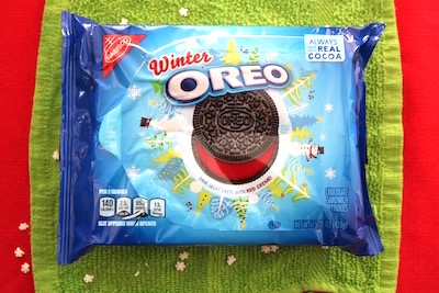 winter- Oreo cookies with red creme filling