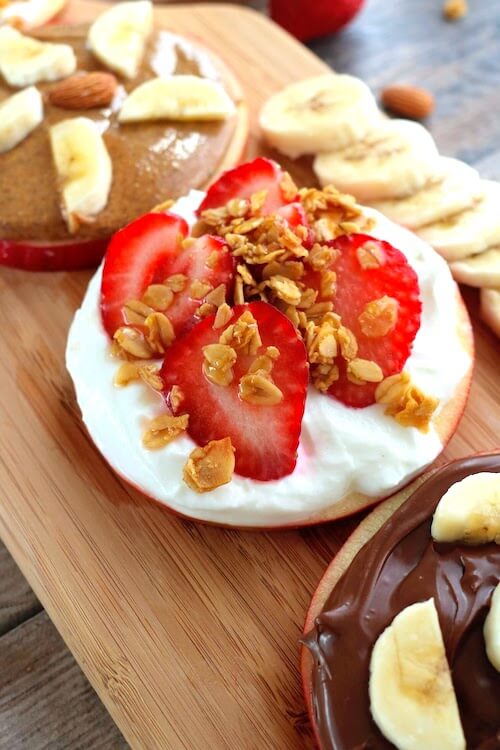 yogurt strawberries and granola apple snacks