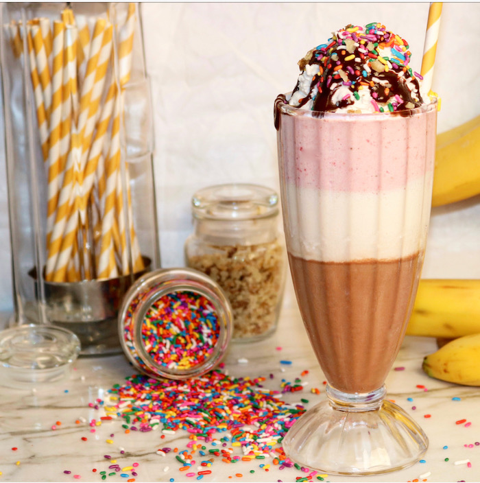 banana split smoothie with sprinkles