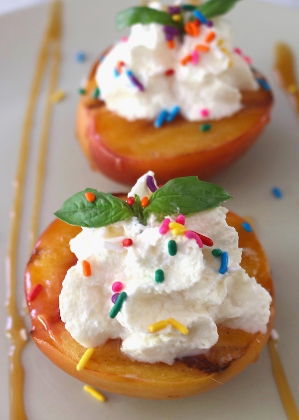 grilled peaches with sprinkles