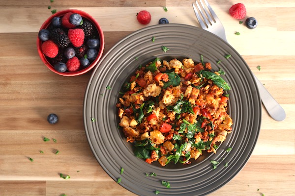 healthy tofu scramble plated