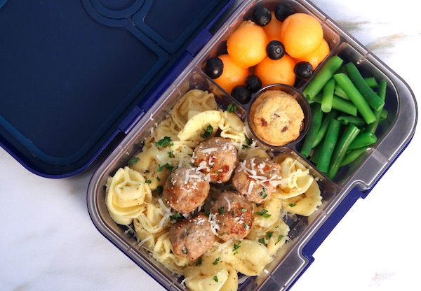 easy turkey meatballs and tortellini lunch