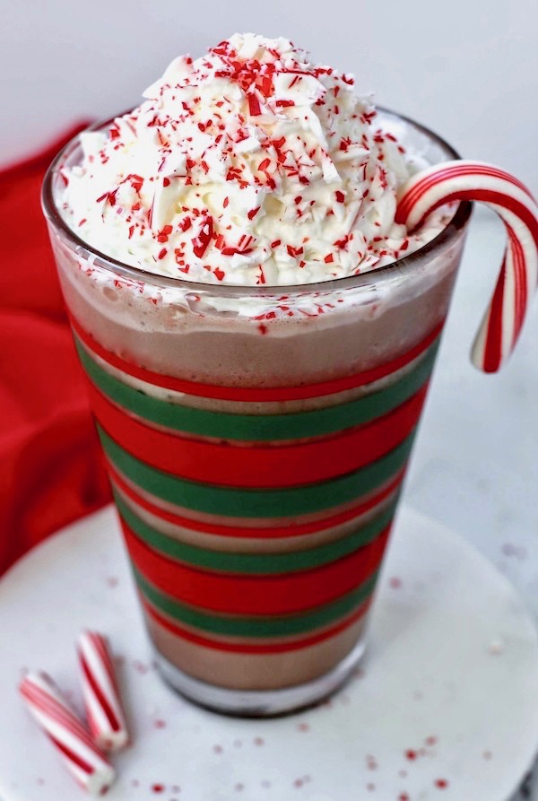 chocolate peppermint shake with candy cane