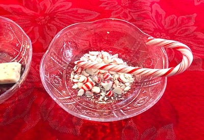 crushed candy cane in bowl