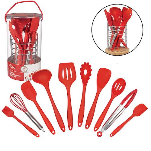 Smirly Silicone Kitchen Utensils Set with Holder: Silicone Cooking Utensils  Set for Nonstick Cookwar…See more Smirly Silicone Kitchen Utensils Set