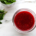 raspberry sauce in mason jar