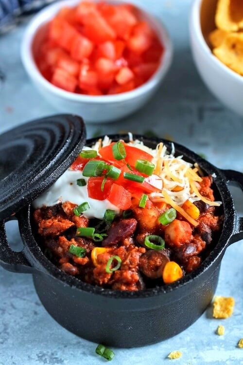 3 bean turkey chili with diced tomatoes