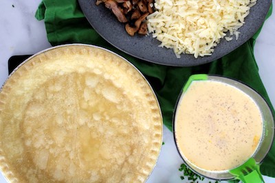 blind bake pie shell with quiche ingredients