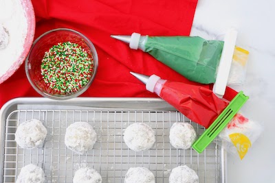 snowball cookies holiday decorated