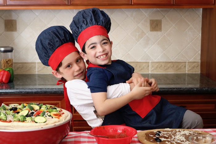 veggie pizza kids having fun