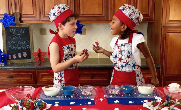 star spangled strawberries kids eating
