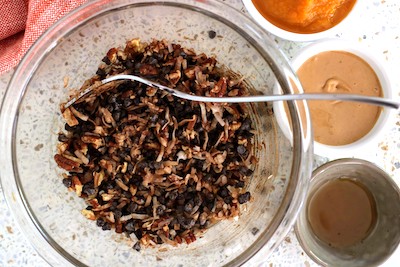 pumpkin protein balls ingredients mixed in bowl