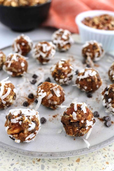 pumpkin protein balls on a plate