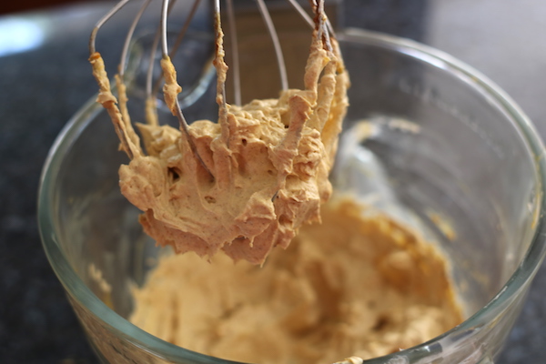 pumpkin cheesecake filling in mixer