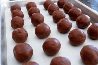 chocolate snowball cookies rolled in balls