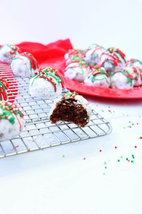chocolate snowball cookies bite