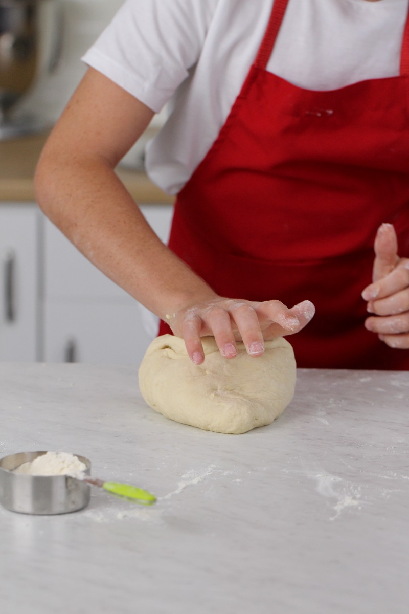 Making dough for cheese calzone recipe