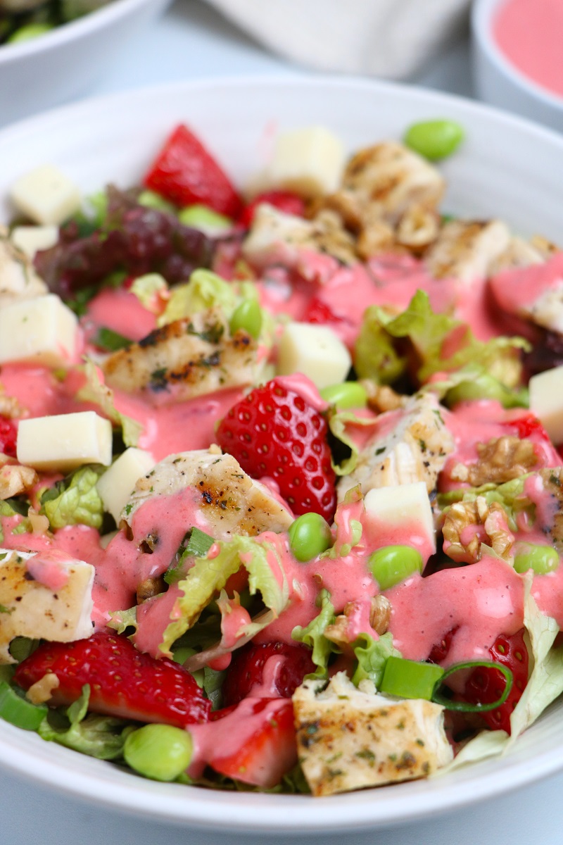 Strawberry chicken salad close up