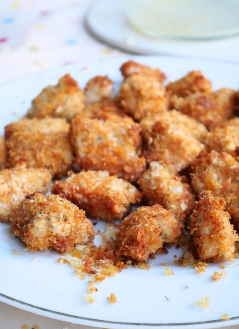 crispy baked chicken nuggets panko on a plate