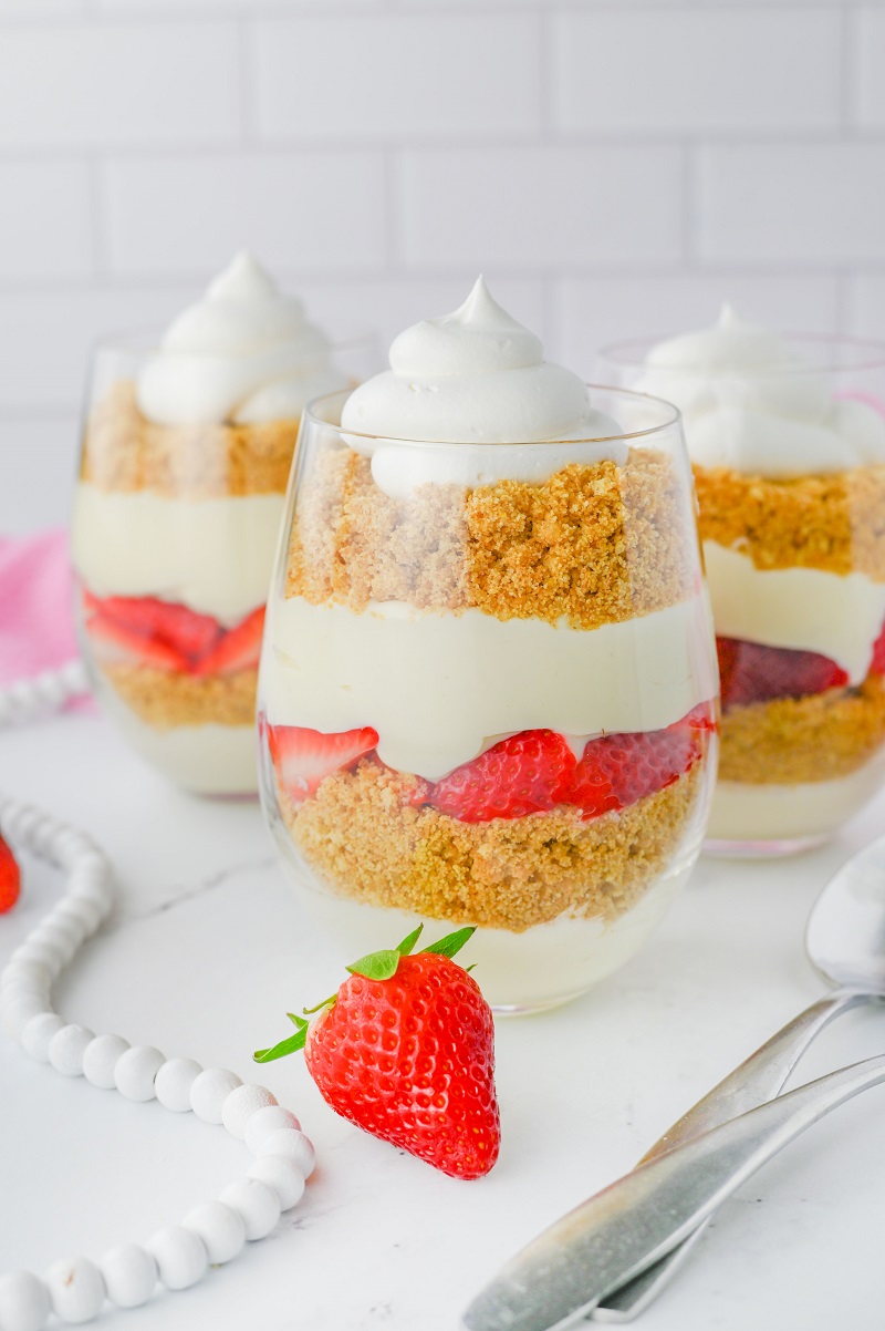 No bake Strawberry Cheesecake Cups Recipe Feature Image