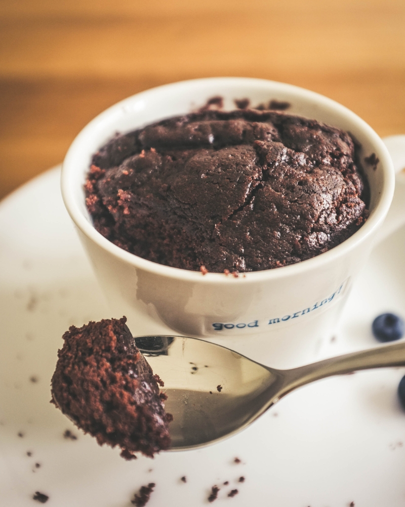 chocolate microwave mug cake - an easy cooking activity for kids