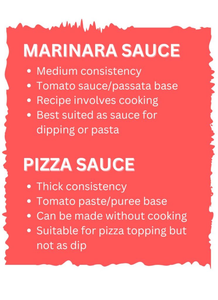 comparing marina sauce versus pizza sauce 