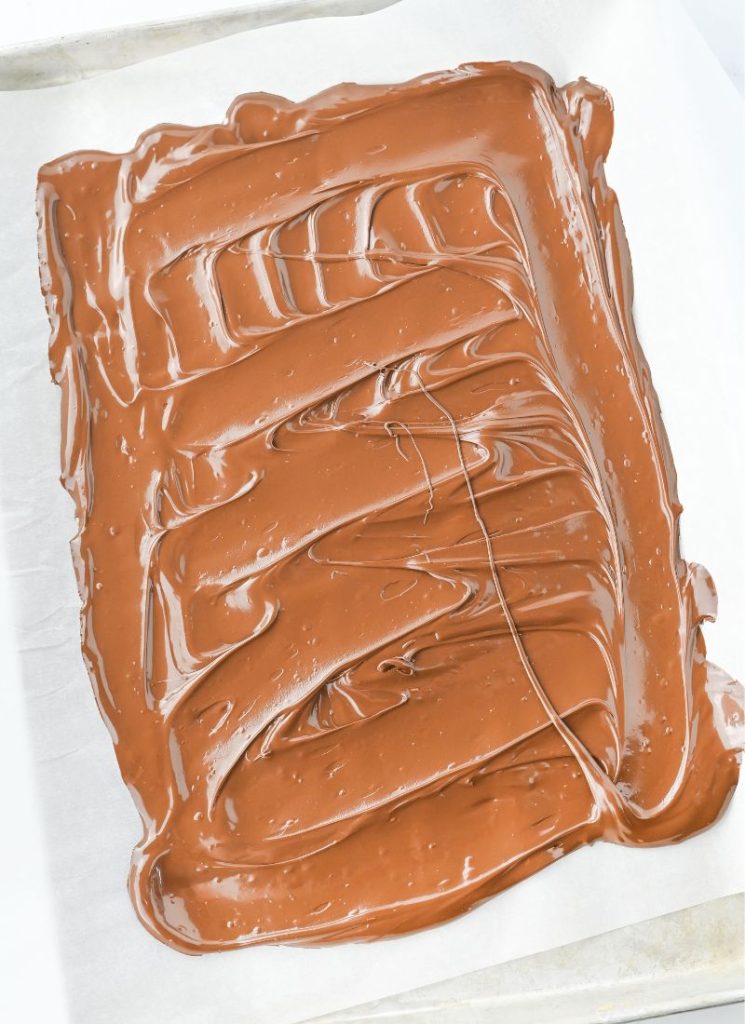 melted chocolate spread on parchment