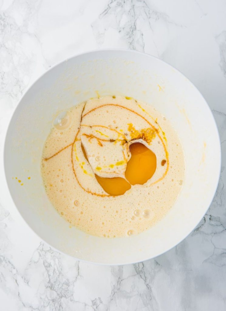 lemon cake mixture with lemon juice and added