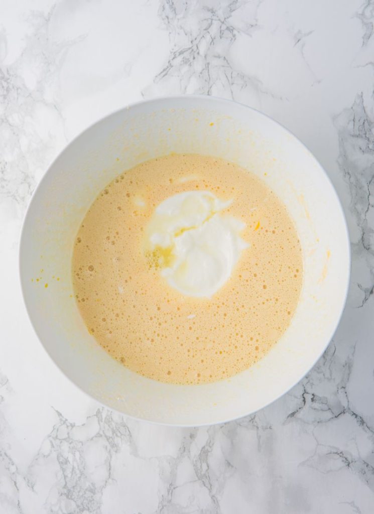 mixture for lemon cake with yogurt added
