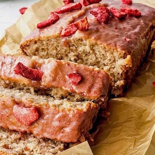 Strawberry Loaf Cake + feature image